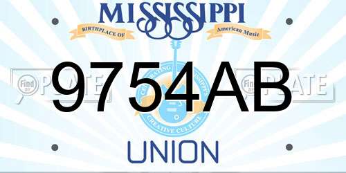9754AB Mississippi License Plate