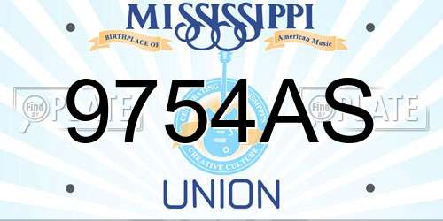 9754AS Mississippi License Plate