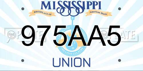975AA5 Mississippi License Plate