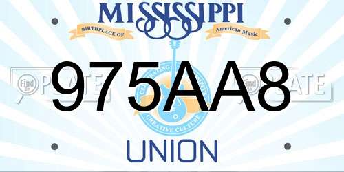 975AA8 Mississippi License Plate