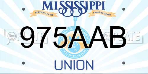 975AAB Mississippi License Plate