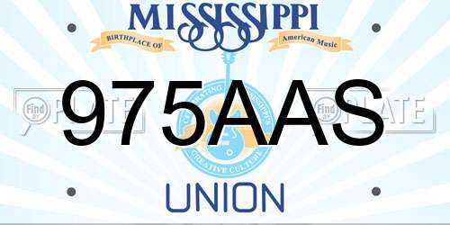 975AAS Mississippi License Plate