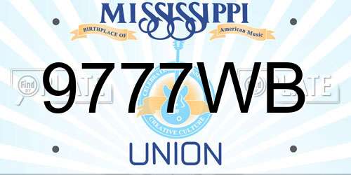9777WB Mississippi License Plate
