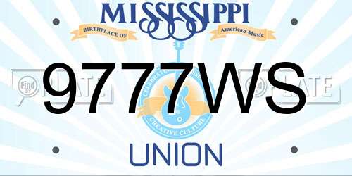 9777WS Mississippi License Plate