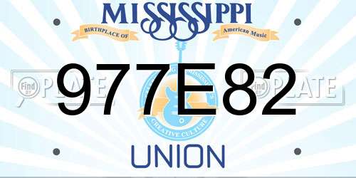 977E82 Mississippi License Plate