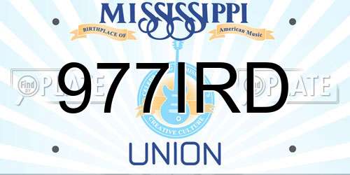 977IRD Mississippi License Plate