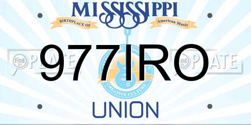 977IRO Mississippi License Plate
