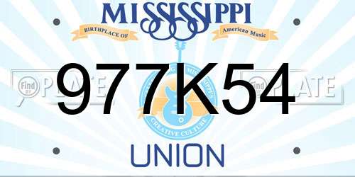 977K54 Mississippi License Plate