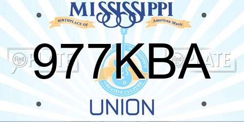 977KBA Mississippi License Plate