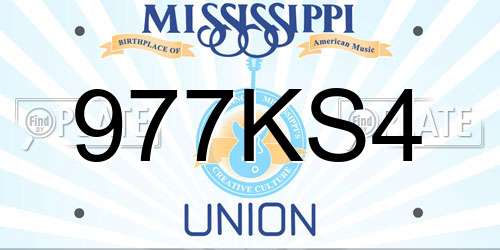 977KS4 Mississippi License Plate