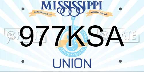977KSA Mississippi License Plate