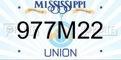 977M22 Mississippi License Plate
