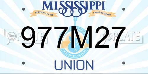 977M27 Mississippi License Plate