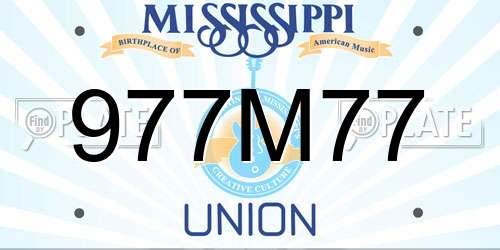 977M77 Mississippi License Plate