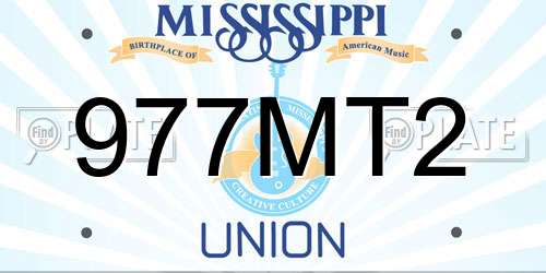 977MT2 Mississippi License Plate