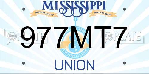977MT7 Mississippi License Plate