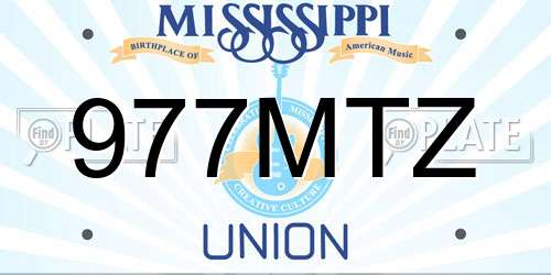 977MTZ Mississippi License Plate
