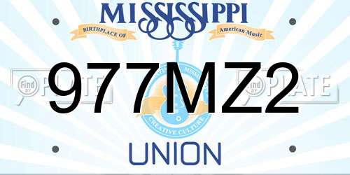 977MZ2 Mississippi License Plate