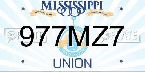 977MZ7 Mississippi License Plate