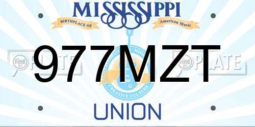 977MZT Mississippi License Plate