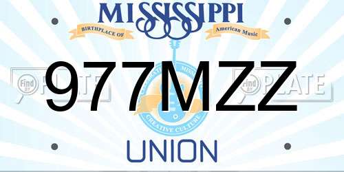 977MZZ Mississippi License Plate