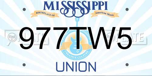 977TW5 Mississippi License Plate