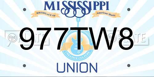 977TW8 Mississippi License Plate
