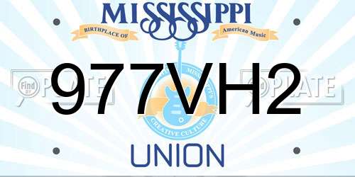 977VH2 Mississippi License Plate