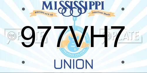 977VH7 Mississippi License Plate