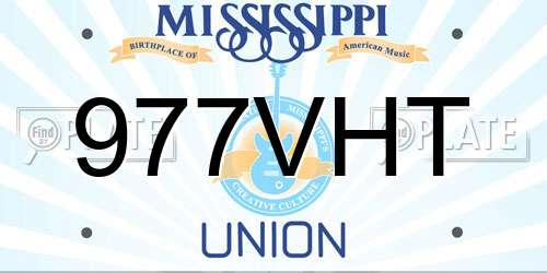 977VHT Mississippi License Plate