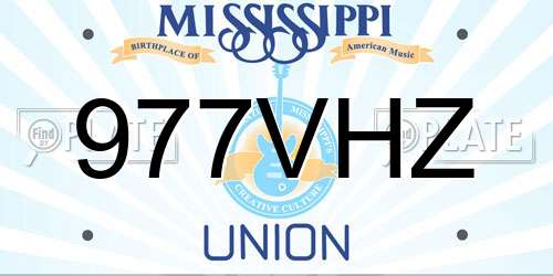 977VHZ Mississippi License Plate