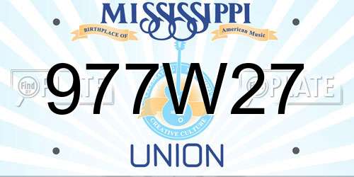977W27 Mississippi License Plate