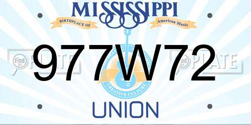 977W72 Mississippi License Plate