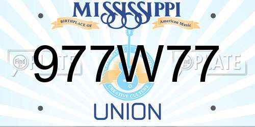 977W77 Mississippi License Plate