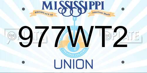 977WT2 Mississippi License Plate