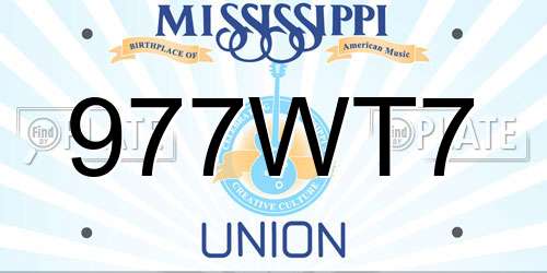 977WT7 Mississippi License Plate