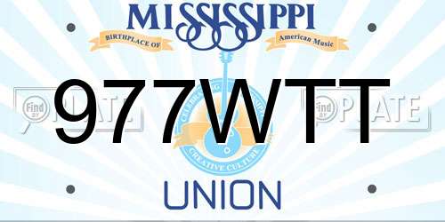 977WTT Mississippi License Plate