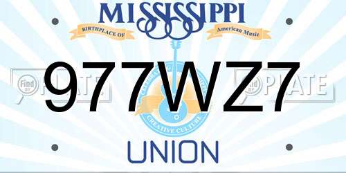 977WZ7 Mississippi License Plate