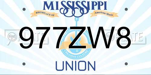 977ZW8 Mississippi License Plate