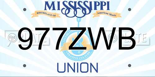 977ZWB Mississippi License Plate