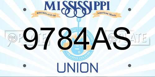 9784AS Mississippi License Plate