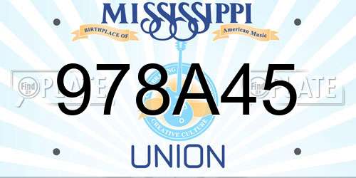 978A45 Mississippi License Plate