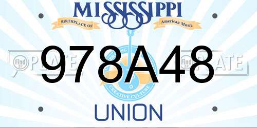 978A48 Mississippi License Plate