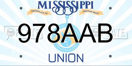 978AAB Mississippi License Plate