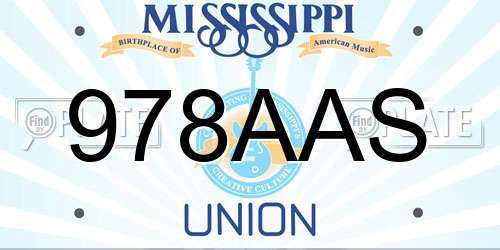 978AAS Mississippi License Plate