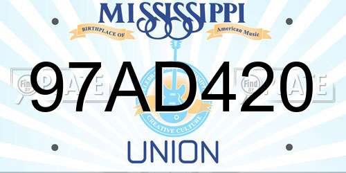 97AD420 Mississippi License Plate
