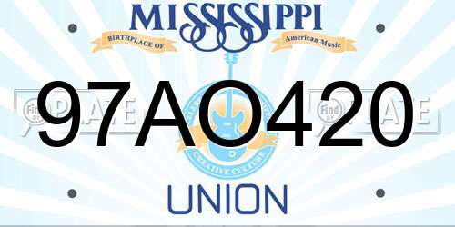 97AO420 Mississippi License Plate