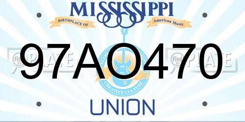 97AO470 Mississippi License Plate