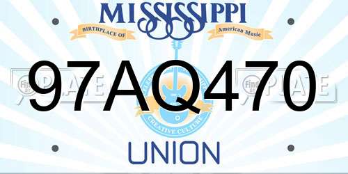 97AQ470 Mississippi License Plate