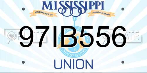 97IB556 Mississippi License Plate